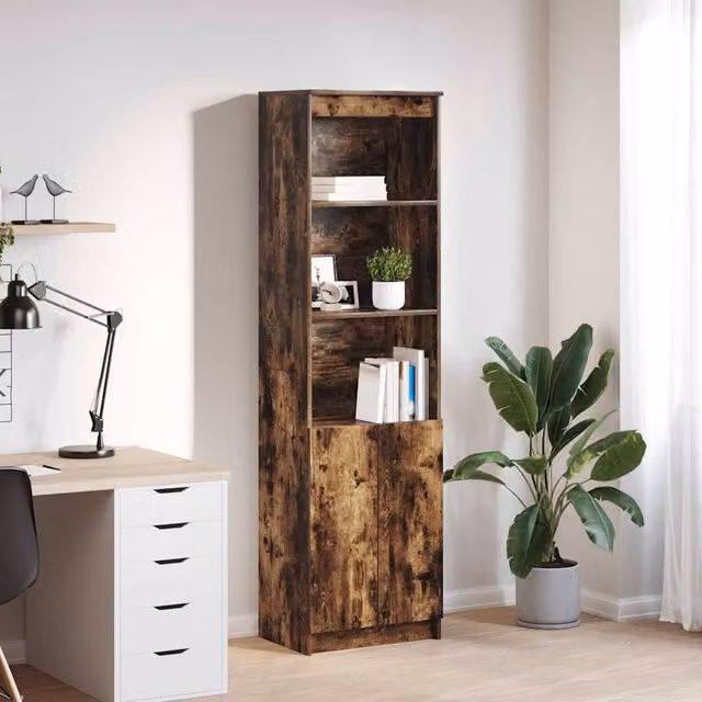 Berkfield Home Smoked Oak Highboard in Brown, W/D/H: 50 x 35 x 180 cm