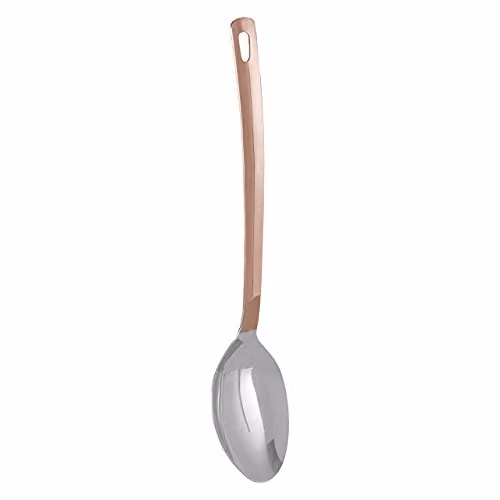 Orsina Rose Gold Plated Stainless Steel Serving Spoon and Turner with Hanging Loop, Bronze and Gold – 1