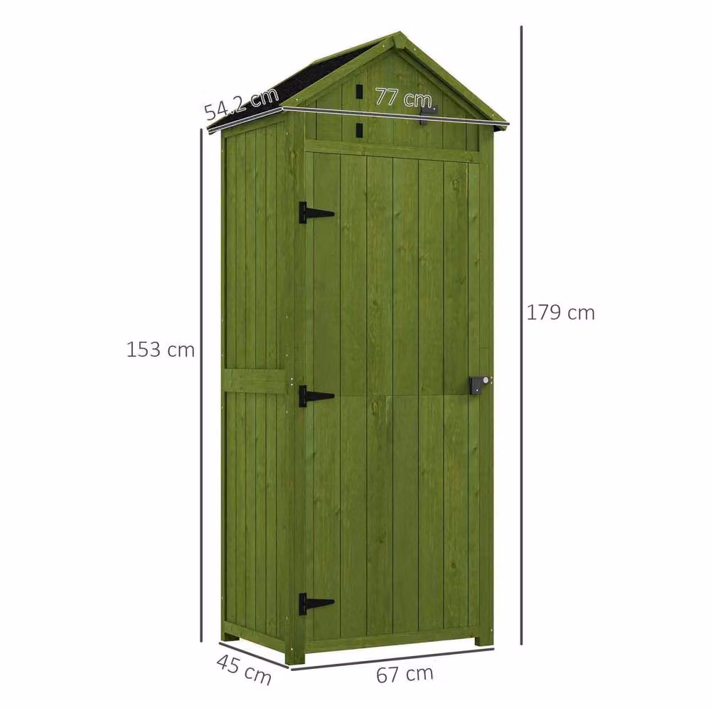 STILVORA Green Lacquered Wood Garden Storage Cabinet with Internal Shelves and Lock – 3