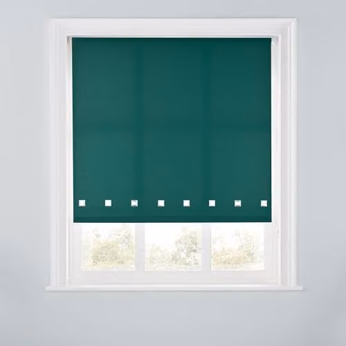 A.Unique Home Trimmable Square Eyelet Roller Blind, Green, W: 180 cm, H: 170 cm – 1