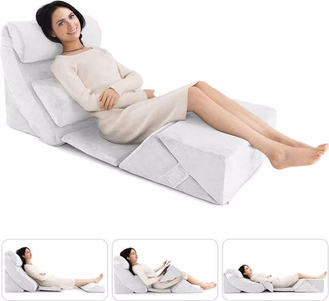 Costway 7-Piece Adjustable Height Support Pillow Set in White