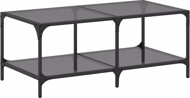 Berkfield Home Modern Rectangular Coffee Table with Black Glossy Glass Top and Steel Frame, W: 98.5 cm, D: 50 cm, H: 40 cm