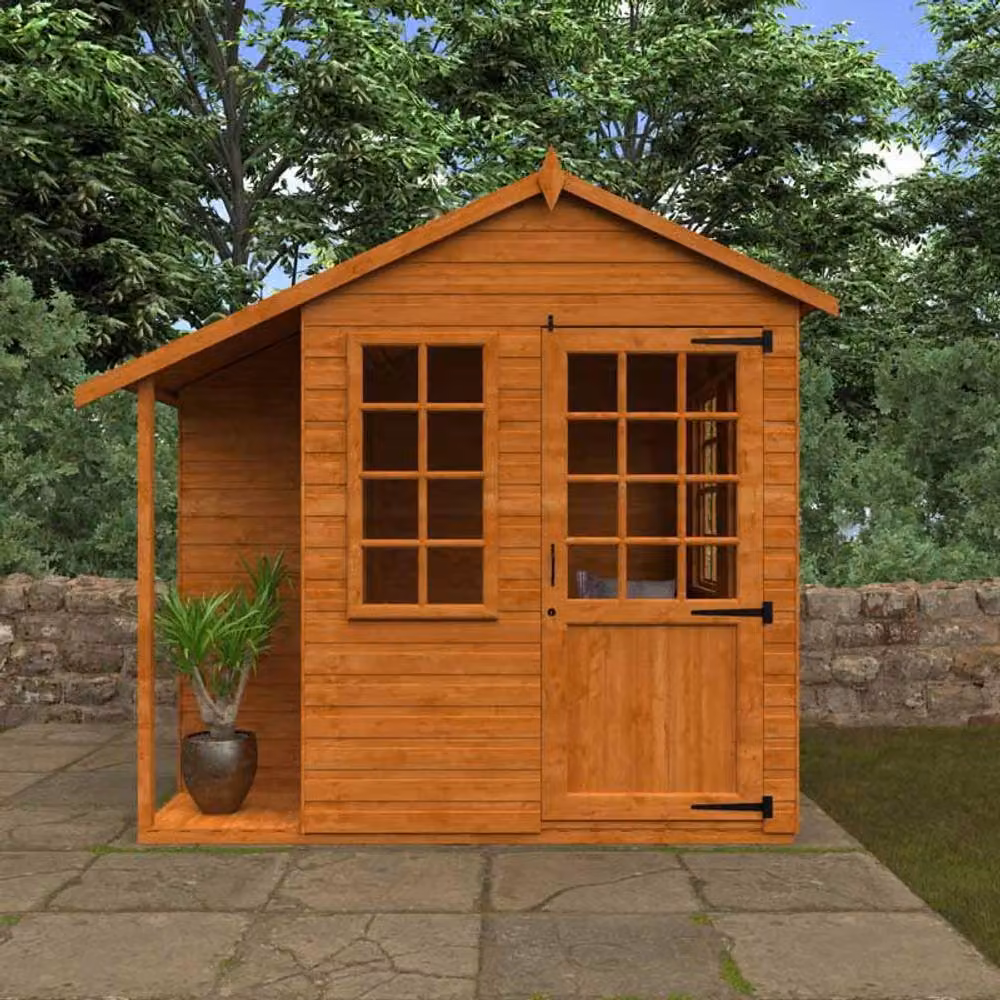 Buttercup Farm Rustic Lean-to Wooden Shed with Single Door and Window in Orange and Grey – 3