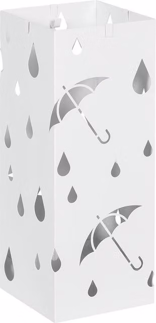 HOMCOM White Steel Six-Umbrella Holder Stand with Removable Tray – 1