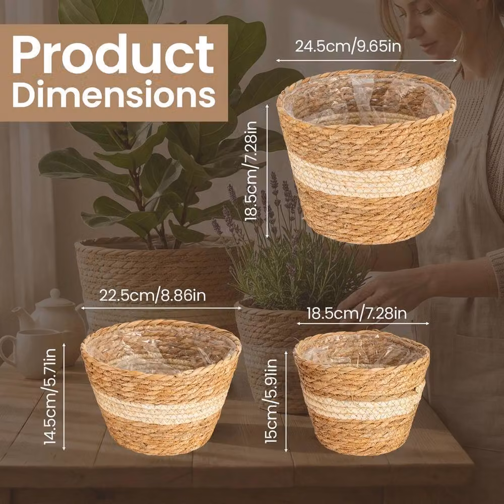 Havendro Seagrass Planter Basket for Indoor or Outdoor Use, Brown – 2
