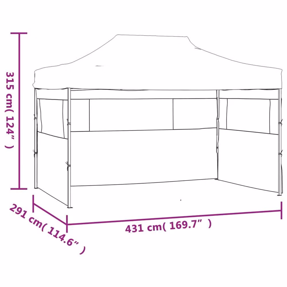 Berkfield Home Durable Foldable Tent with 3 Walls, Blue, W: 3 m, D: 4.5 m, H: 2.91 m – 3