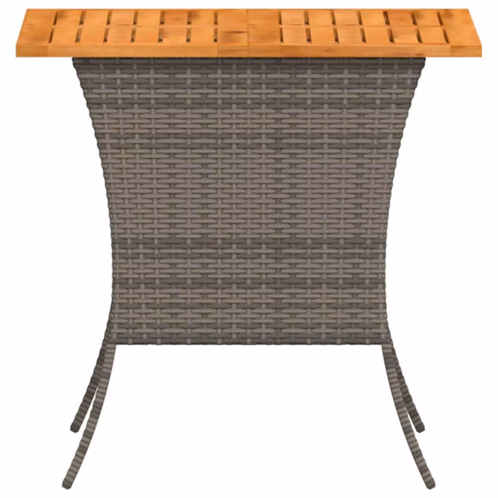 Berkfield Home Grey Poly Rattan Garden Table with Acacia Wood Top, W: 105 cm, D: 75 cm, H: 72 cm – 4