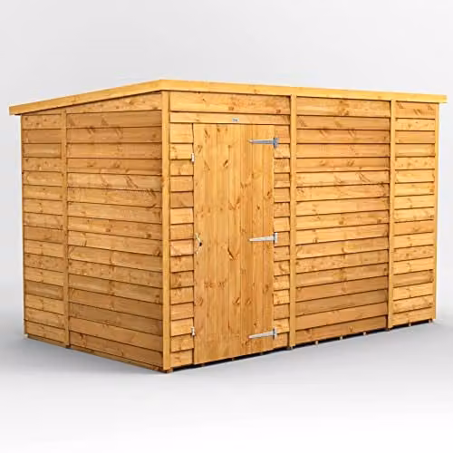 Powersheds Premium Pent Overlap Wooden Shed in Brown, Windowless with 10 mm Extra Thick Timber – 1