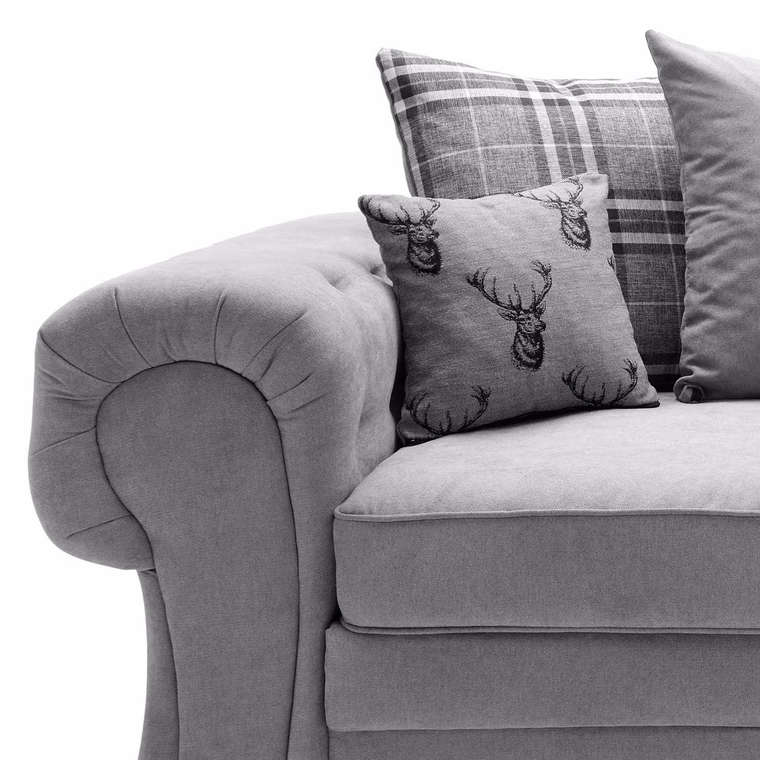 Abakus Direct Verona 3 Seater Fabric Sofa in Grey, W: 198 cm, D: 88 cm, H: 80 cm – 3