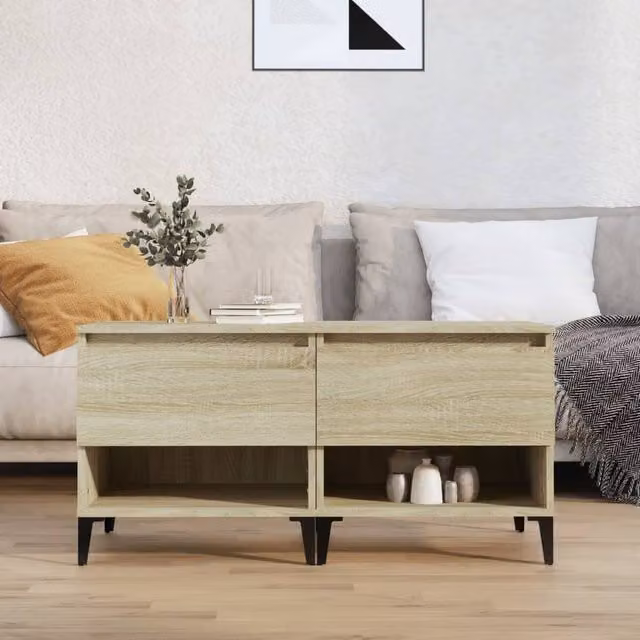 Berkfield Home Set of 2 Sonoma Oak Side Tables in Light Tan, W/D/H: 50 x 46 x 50 cm