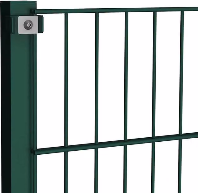Berkfield Home Durable Green Powder-Coated Steel Fence Panel with Posts, W: 170 cm, H: 130 cm