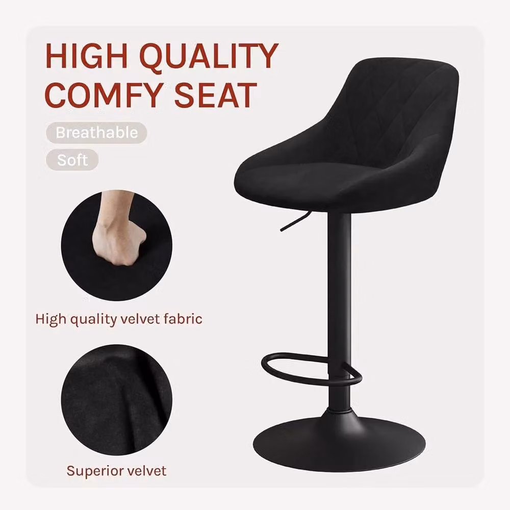 NESTLUNE Set of 2 Adjustable Black Swivel Gas Lift Breakfast Bar Stools – 3