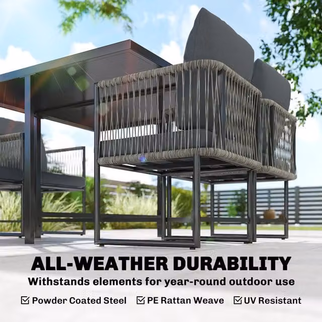Outsunny 4-Seater Garden Dining Set with Space-Saving Chairs, Black and Grey, W/D/H: 108 x 72.5 x 43 cm – 1