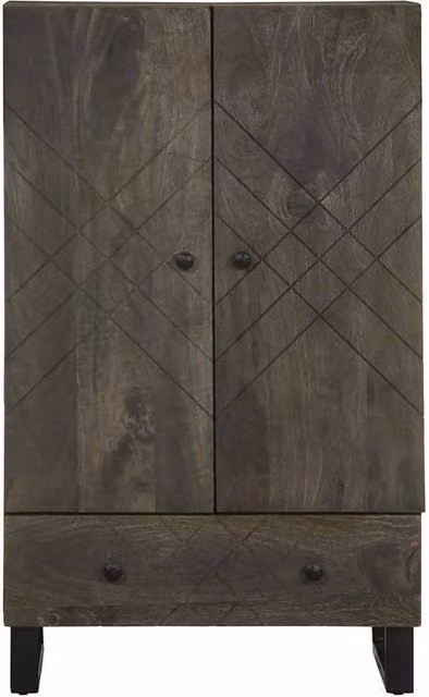 Berkfield Home Black Mango Wood Highboard W/D/H: 60 x 33 x 100 cm