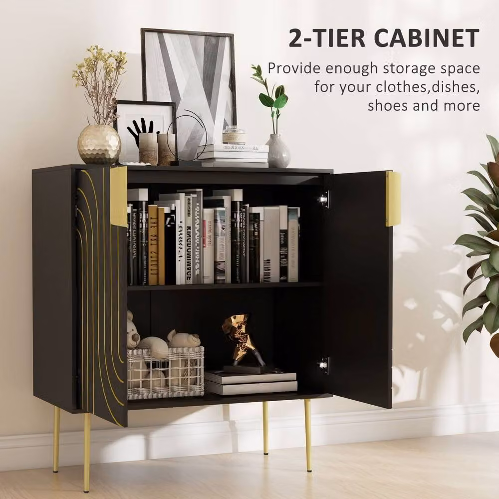 Wyld Haus Mose Art Deco 2 Door Sideboard in Black and Gold – 4