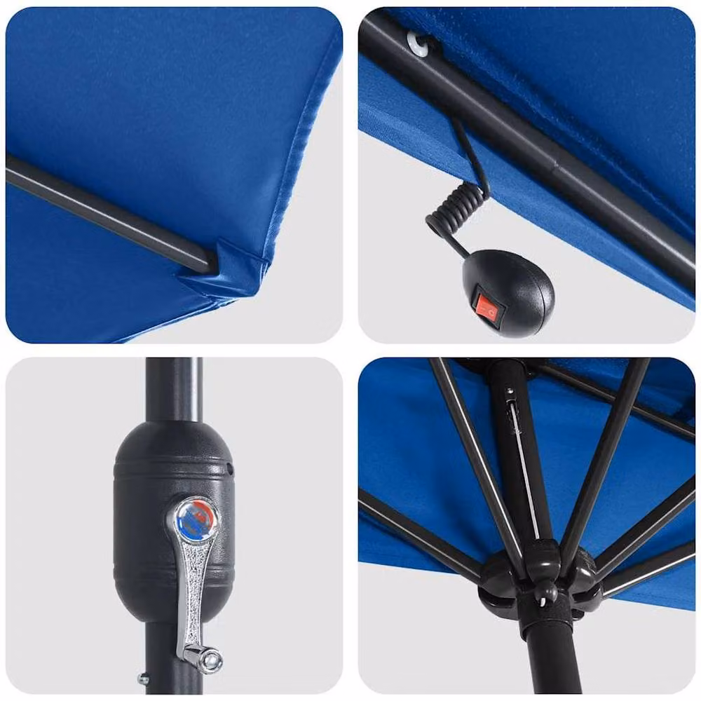 Berkfield Home Modern Large Garden Parasol in Blue – 4