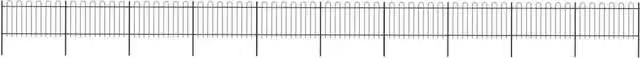 Berkfield Home Garden Hoop Top Steel Fence, Black, W: 17 m, H: 1 m – 1