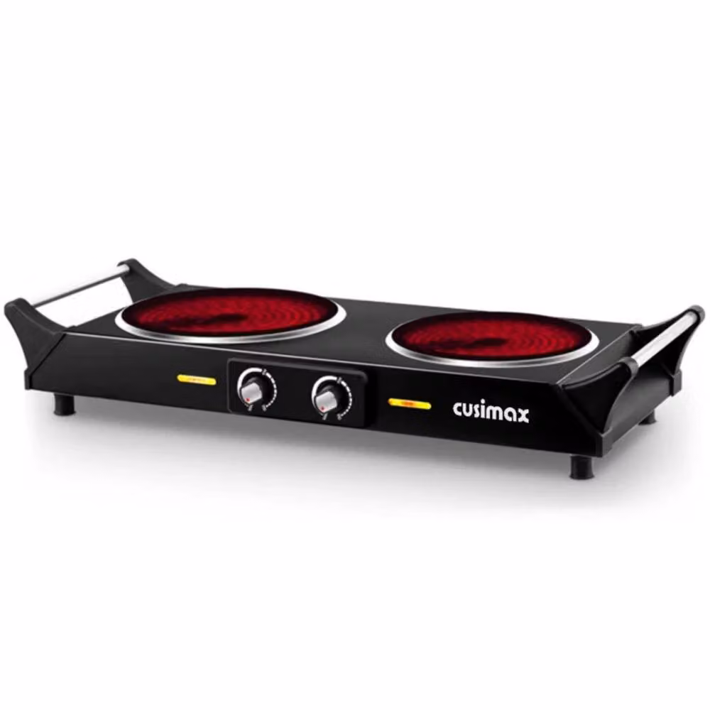 Cusimax Portable Dual Ceramic Hot Plate with Handle, Black – 2