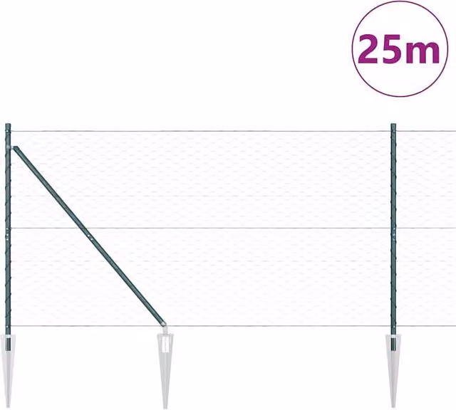 Berkfield Home Green Powder-Coated Steel Hexagon Fence, H: 140 cm x W: 25 m – 1