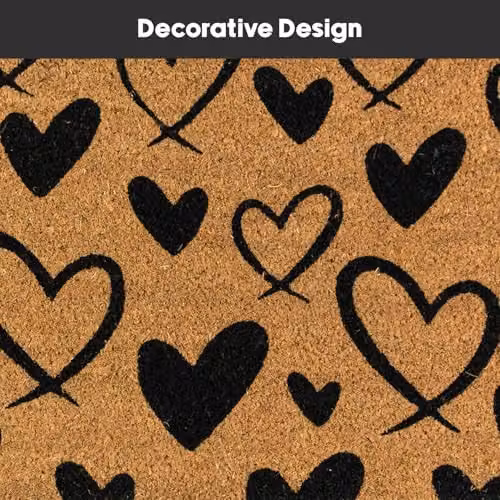 JVL Coir Entrance Doormat Runner with Hearts, Brown, W: 40 cm, L: 120 cm – 6
