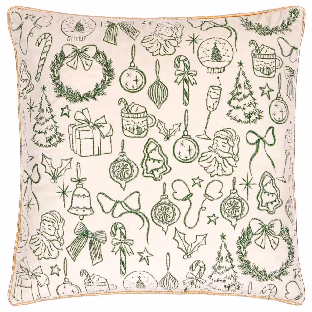 Riva Home Merry Christmas Velvet Square Cushion in Beige, W/D/H: 45 x 45 x 45 cm – 2