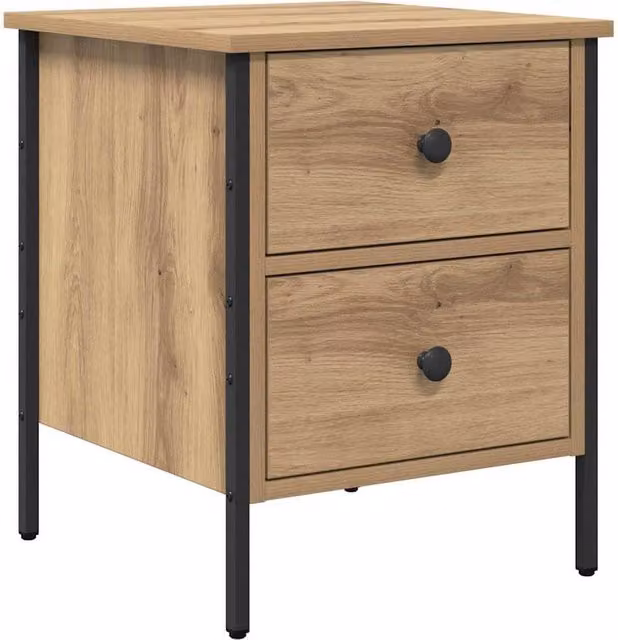 Berkfield Home Artisan Oak Bedside Cabinet in Beige, W/D/H: 40 x 42 x 50 cm