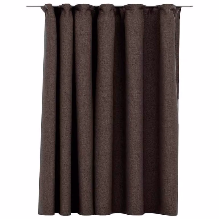 Berkfield Linen-Look Blackout Curtain with Hooks, Dark Brown, W: 290 cm, H: 245 cm
