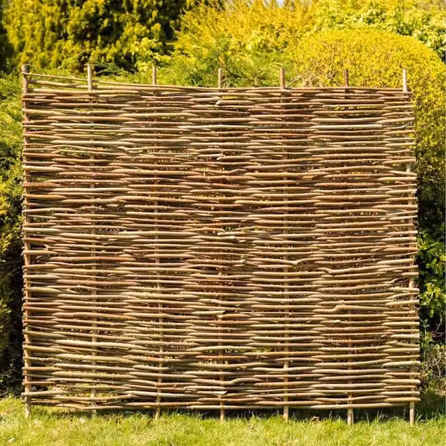 Primrose Wattle Weave Hazel Hurdle Fence Panel, Brown, Height: 150 cm