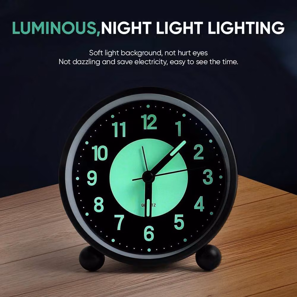 KORVIXA Silent Luminous Bedside Alarm Clock, Black, W/D/H: 100 x 100 x 100 cm – 5
