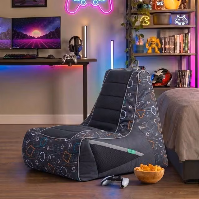 icon Meta Gaming Childrens Bean Bag Recliner in Grey, Small