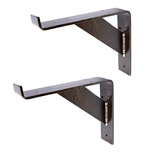 Hammer and Tongs Gallows Style Scaffold Iron Shelf Brackets, Pack of 2, Grey and Black, Depth: 24 cm