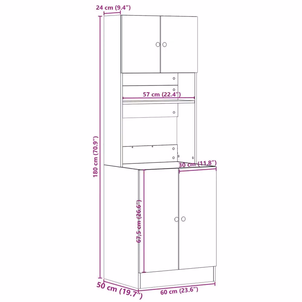 Berkfield Home Smoked Oak Kitchen Cabinet in Brown, W/D/H: 60 x 50 x 180 cm – 5