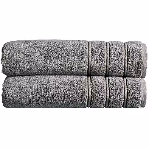 Christy Antalya Luxury Turkish Cotton Bath Sheet Set of 2 Grey W/H: 90 x 150 cm