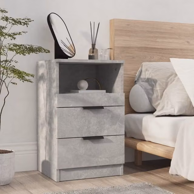Berkfield Home Bedside Cabinet in Concrete Grey Engineered Wood