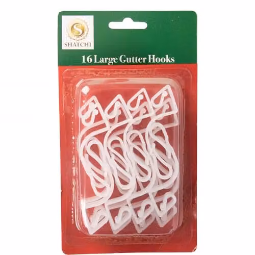 SHATCHI 16-Piece Transparent Plastic Gutter Hooks for Hanging Outdoor Christmas String and Rope Lights – 3