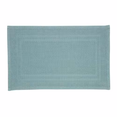 Christy Fina Luxury Heavyweight Woven Cotton Bath Mat, Blue, W/D: 80 x 50 cm – 1