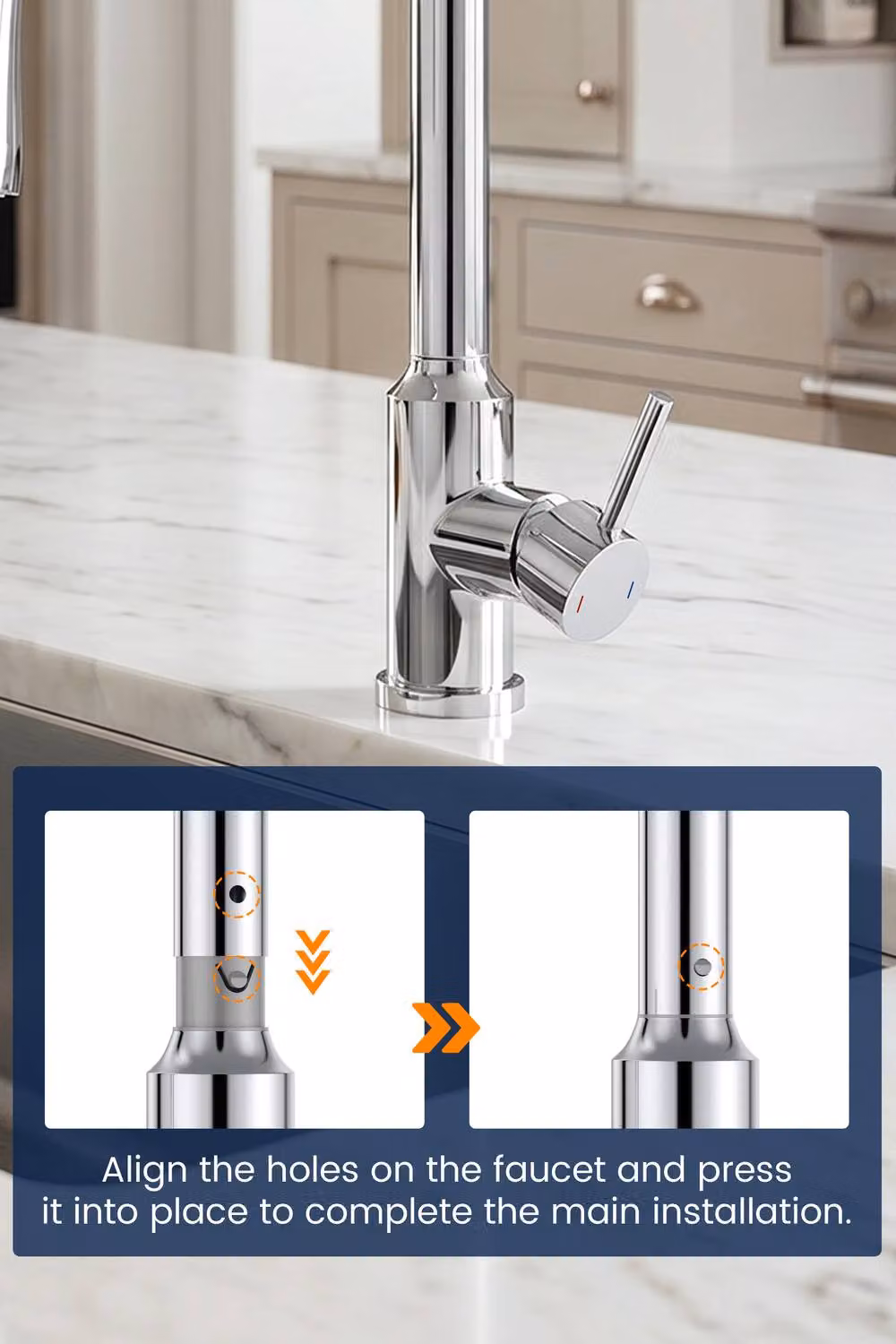 JANLEMNY Chrome Pull Out Kitchen Mixer Tap with Single Lever and Spray Function in Metallic Silver – 5
