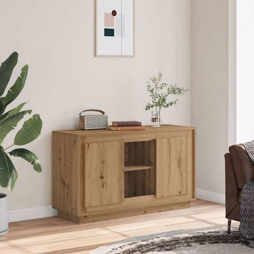 Berkfield Home Artisan Oak Sideboard in Brown, W/D/H: 102 x 35 x 60 cm – 2