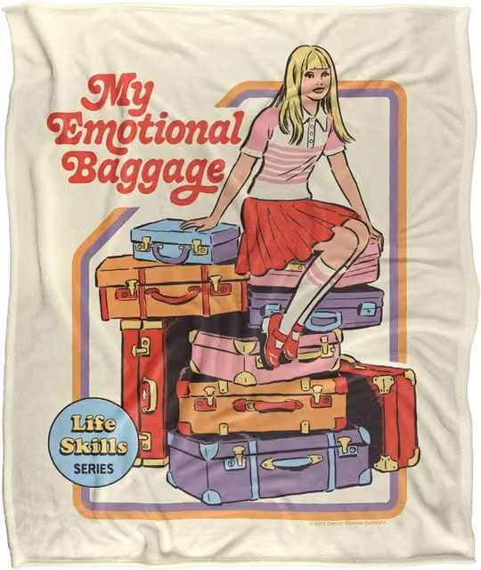 Steven Rhodes My Emotional Baggage Multicolour Fleece Throw Blanket W/D/H: 91 x 147 cm
