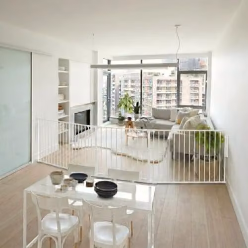 Safetots Premium Multi Panel Room Divider with Swing Door, White, Width: 148 cm, Height: 70 cm – 2