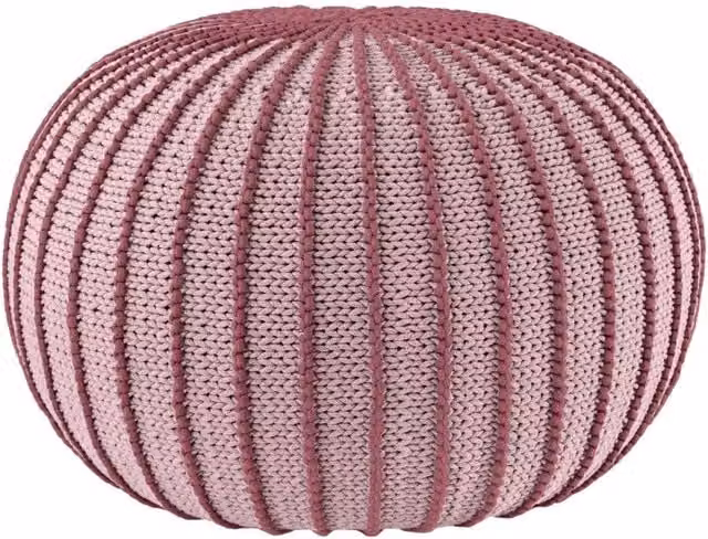 Zuri House Ziggy Knitted Pouffe in Powder Pink, Large