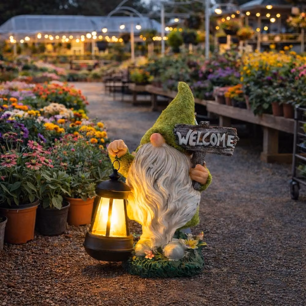 Gardenwize Solar Gonk Welcome Ornament with LED Lantern in Multicolour – 3