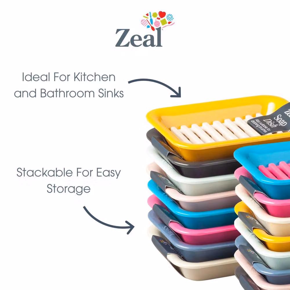 Zeal Draining Melamine Soap Dish with Removable Silicone Rack in Pink – 4