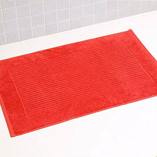 Linens Limited Non Slip Turkish Cotton Bath Mat, Red, W/D/H: 80 x 50 x 1.8 cm