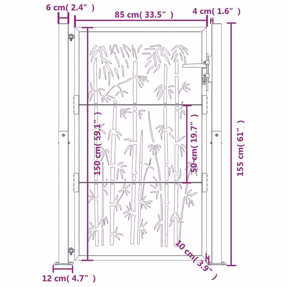 Berkfield Home Steel Garden Gate in Anthracite Grey, W: 105 cm, H: 155 cm – 6