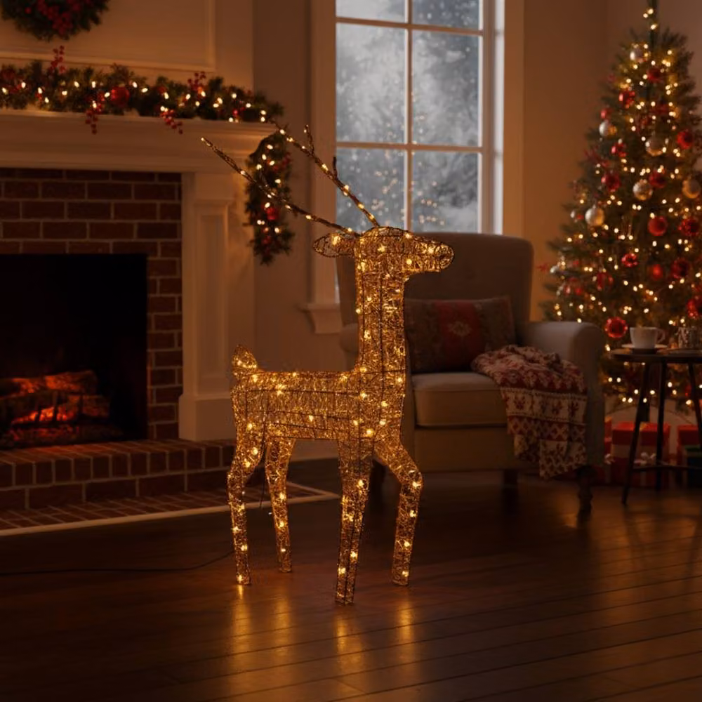 Pegdev Metal Deer Outdoor Christmas Decor with 200 Warm White LEDs, Height: 61 cm – 2