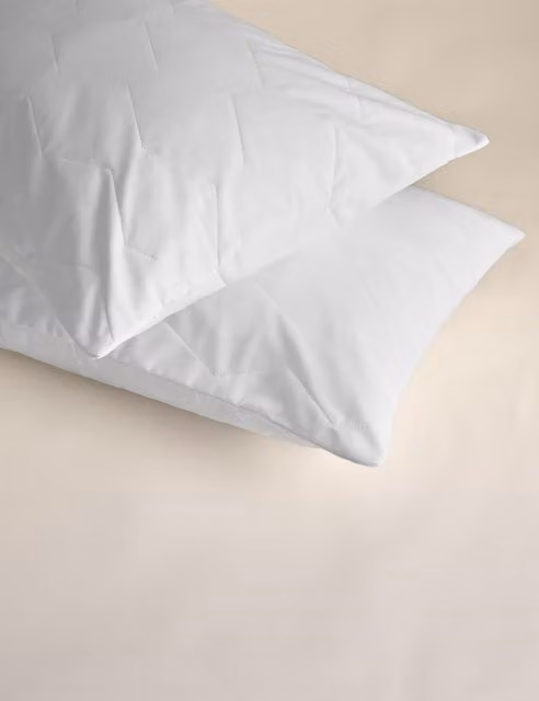 M&S 2 Pack Breathable Pure Cotton Pillow Protectors in White