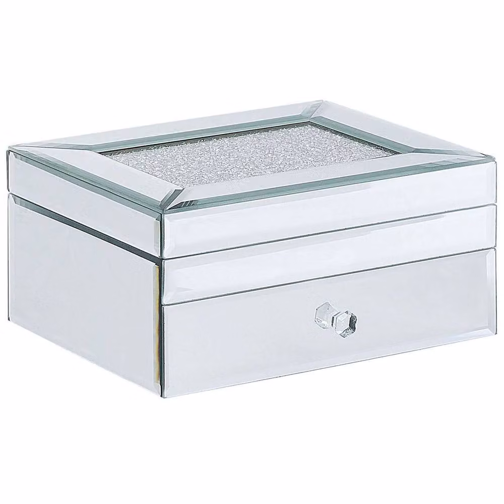 Wyld and Coco Silver Mirrored Jewellery Box with Lid, W: 22 cm, D: 11 cm, H: 17 cm – 2