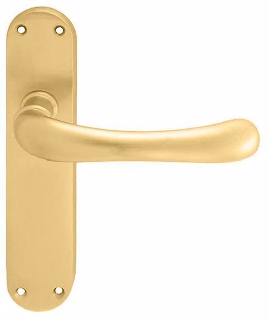 Loops Pair of Smooth Rounded Handle on Shaped Latch Backplate in Satin Brass, 185 x 42 mm