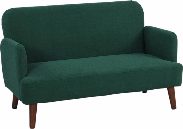 HOMCOM 2 Seater Velvet Feel Fabric Sofa in Dark Green with 21cm Thick Padding and Rubberwood Legs